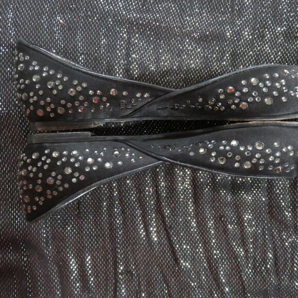 VALENTINO GARAVANI Black Rhinestone Embellished Ballet Flats driving loafers - Picture 7 of 14